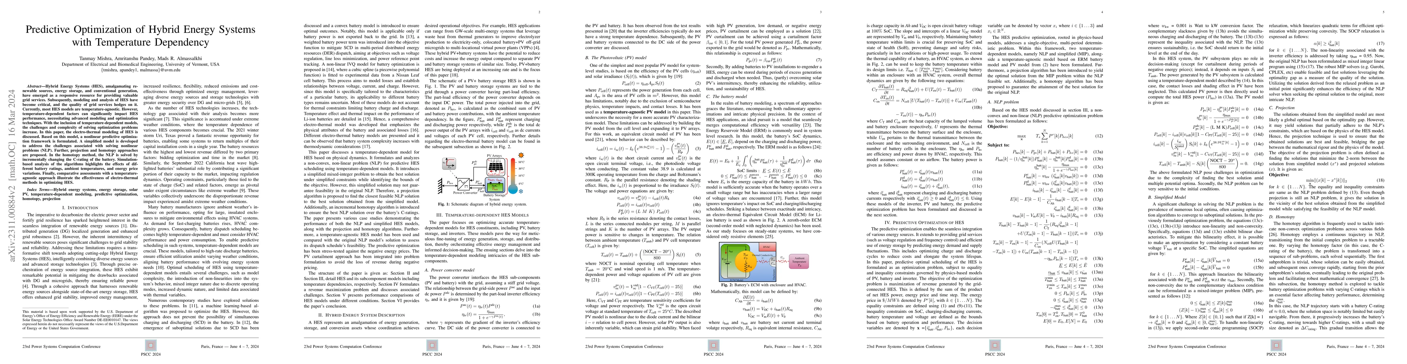 Thumbnail for Predictive Optimization of Hybrid Energy Systems with Temperature
  Dependency