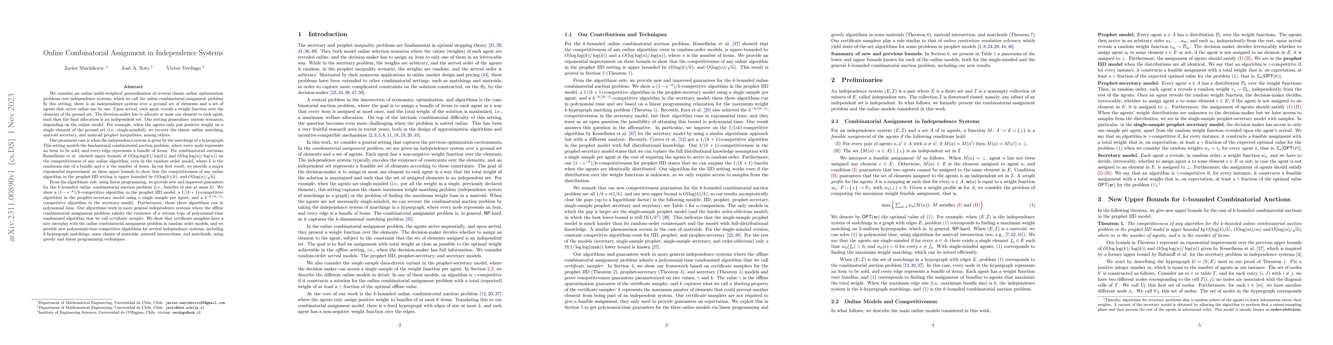 Thumbnail for Online Combinatorial Assignment in Independence Systems