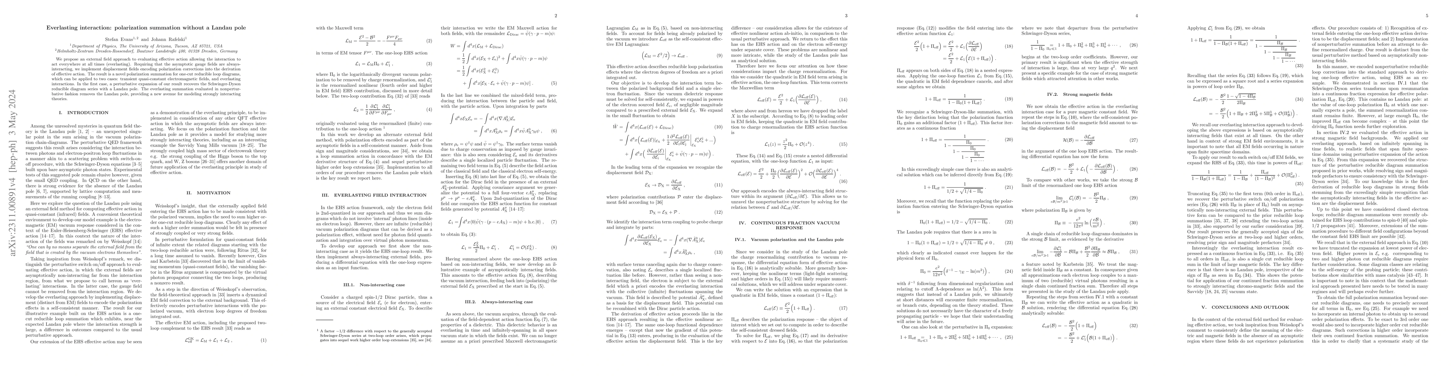 Thumbnail for Everlasting interaction: polarization summation without a Landau pole