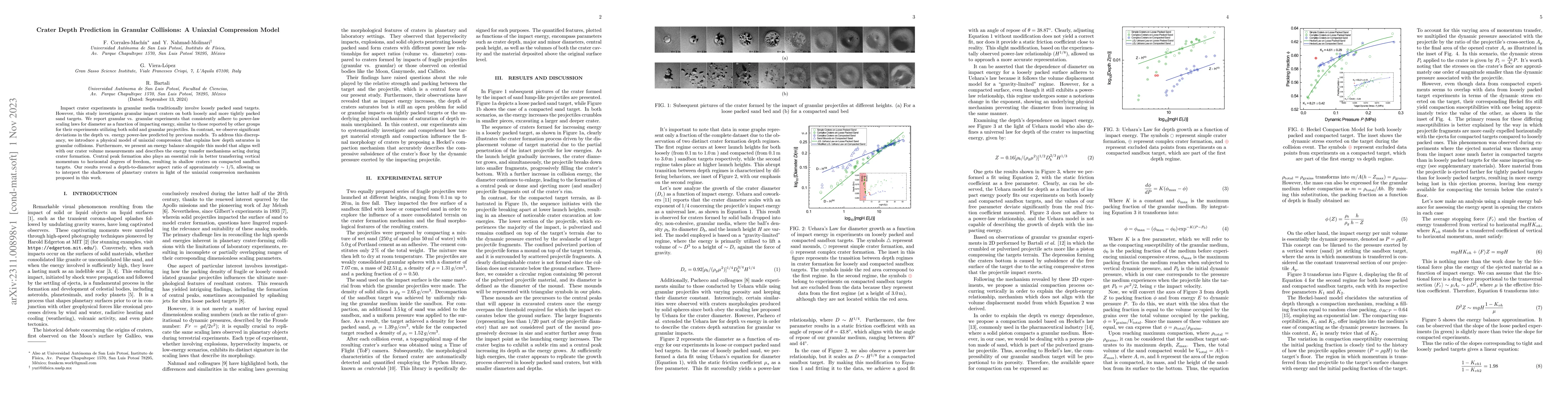 Thumbnail for Crater Depth Prediction in Granular Collisions: A Uniaxial Compression
  Model