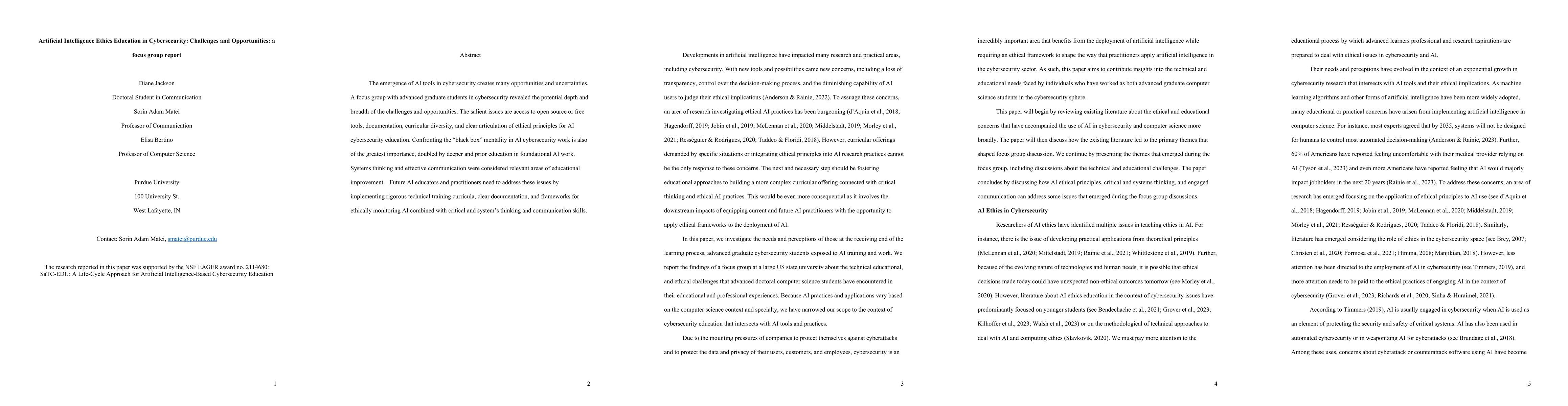 Thumbnail for Artificial Intelligence Ethics Education in Cybersecurity: Challenges
  and Opportunities: a focus group report