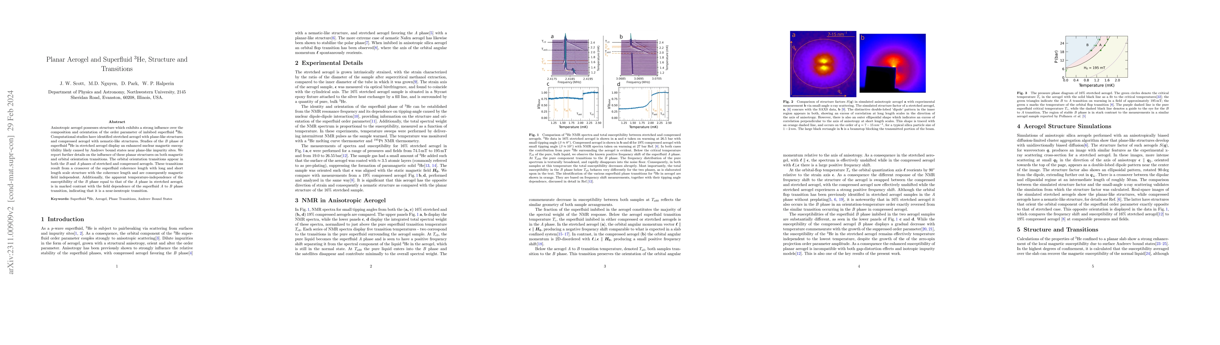 Thumbnail for Planar Aerogel and Superfluid $^3$He, Structure and Transitions