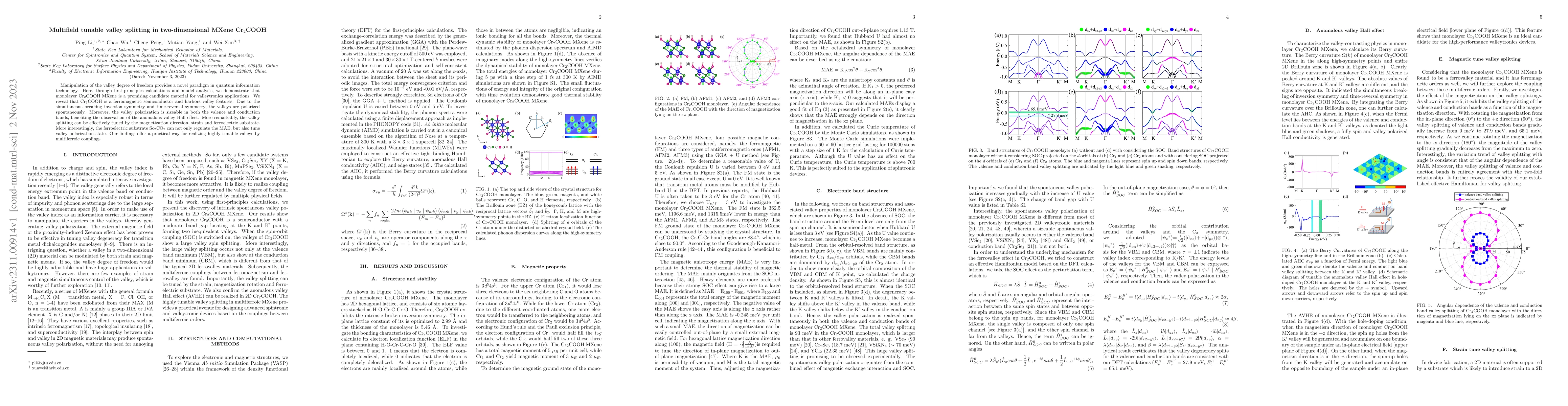 Thumbnail for Multifield tunable valley splitting in two-dimensional MXene Cr$_2$COOH