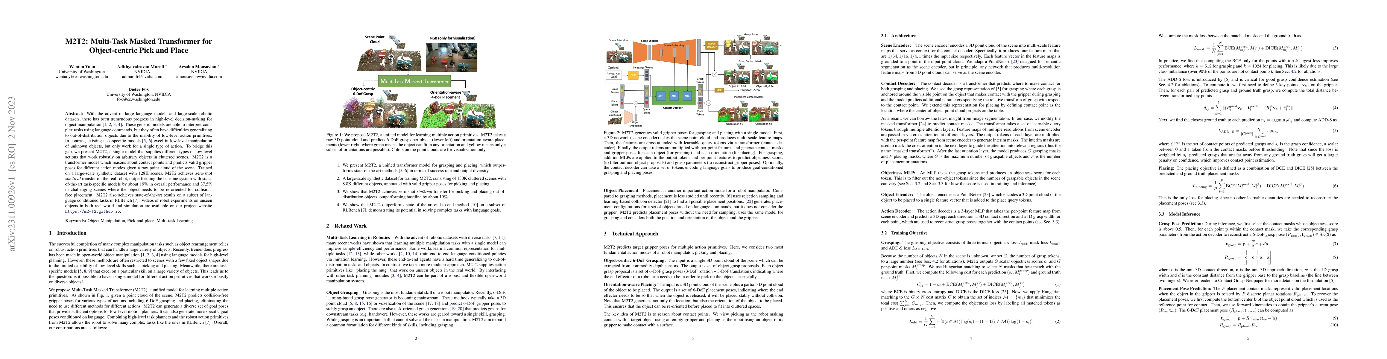 Thumbnail for M2T2: Multi-Task Masked Transformer for Object-centric Pick and Place