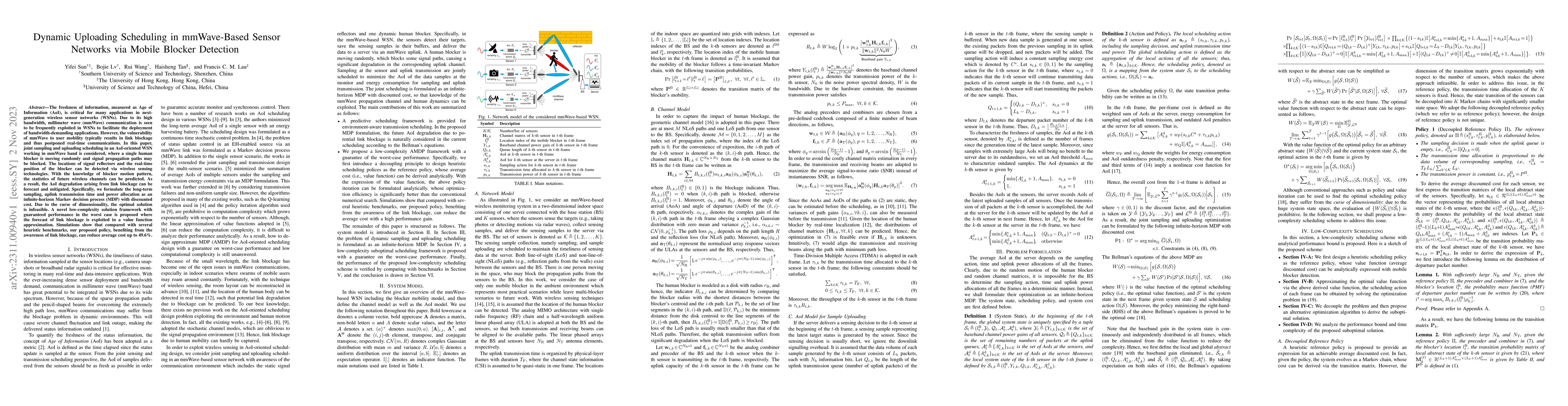 Thumbnail for Dynamic Uploading Scheduling in mmWave-Based Sensor Networks via Mobile
  Blocker Detection