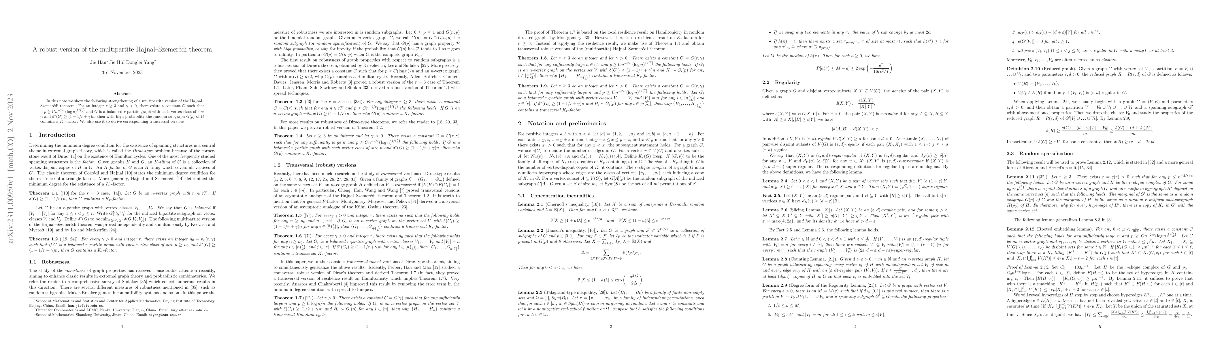 Thumbnail for A robust version of the multipartite Hajnal--Szemer\'edi theorem