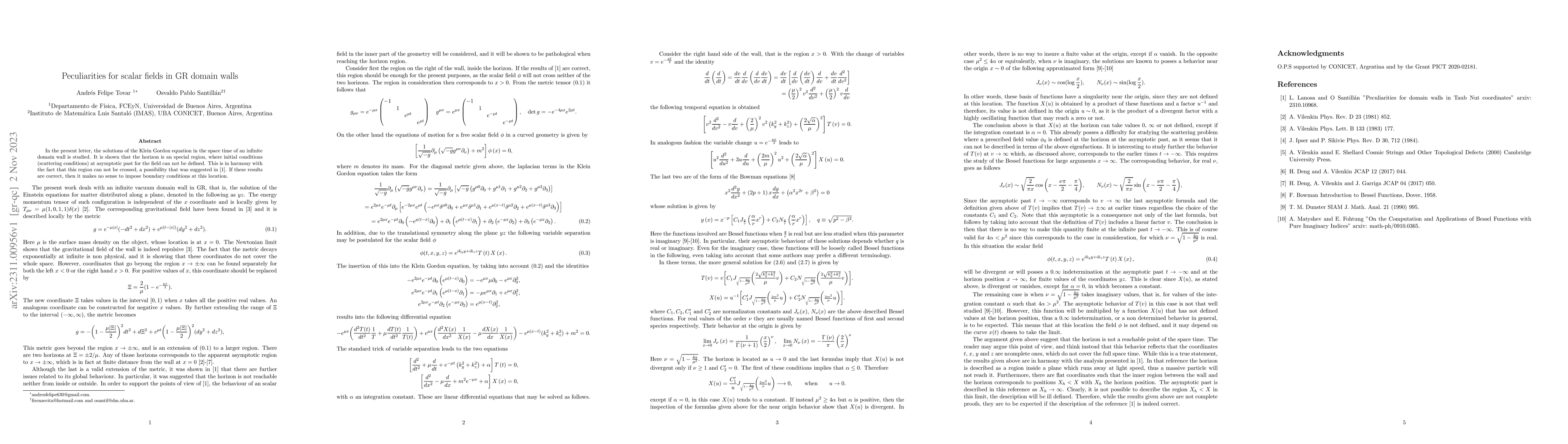 Thumbnail for Peculiarities for scalar fields in GR domain walls