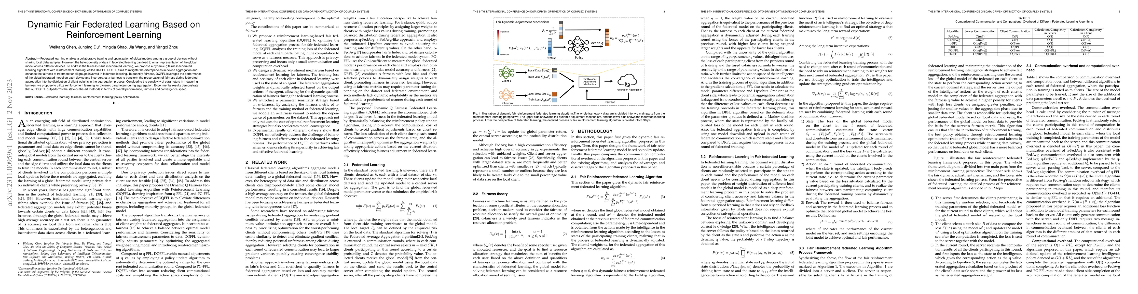 Thumbnail for Dynamic Fair Federated Learning Based on Reinforcement Learning