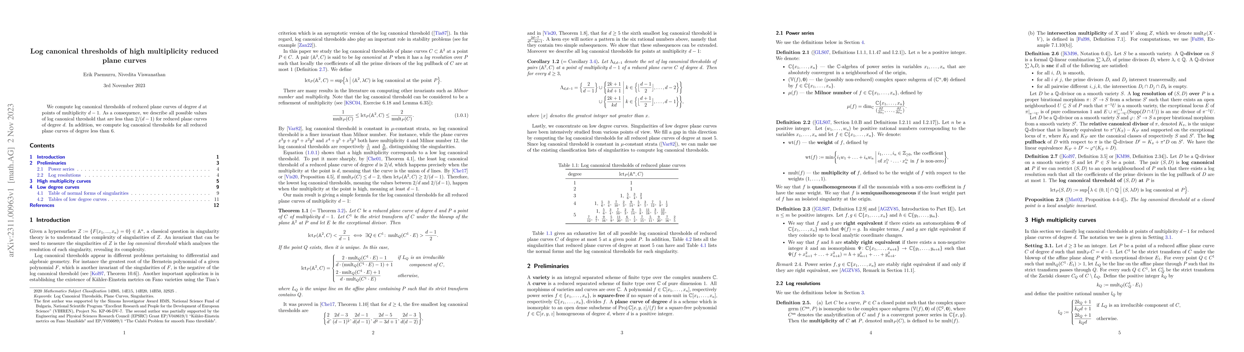 Thumbnail for Log canonical thresholds of high multiplicity reduced plane curves