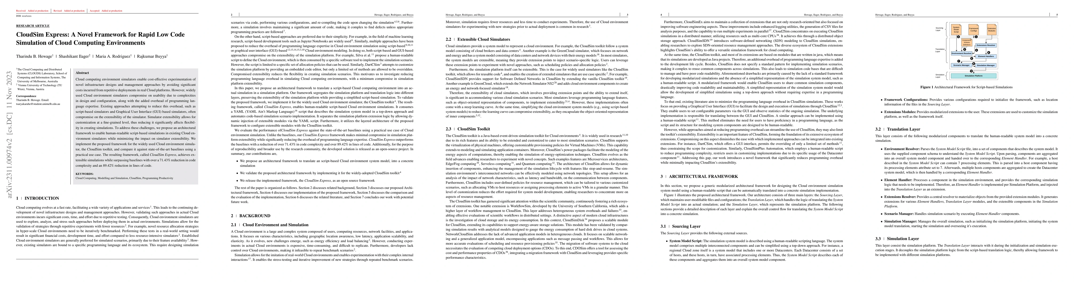 Thumbnail for CloudSim Express: A Novel Framework for Rapid Low Code Simulation of
  Cloud Computing Environments
