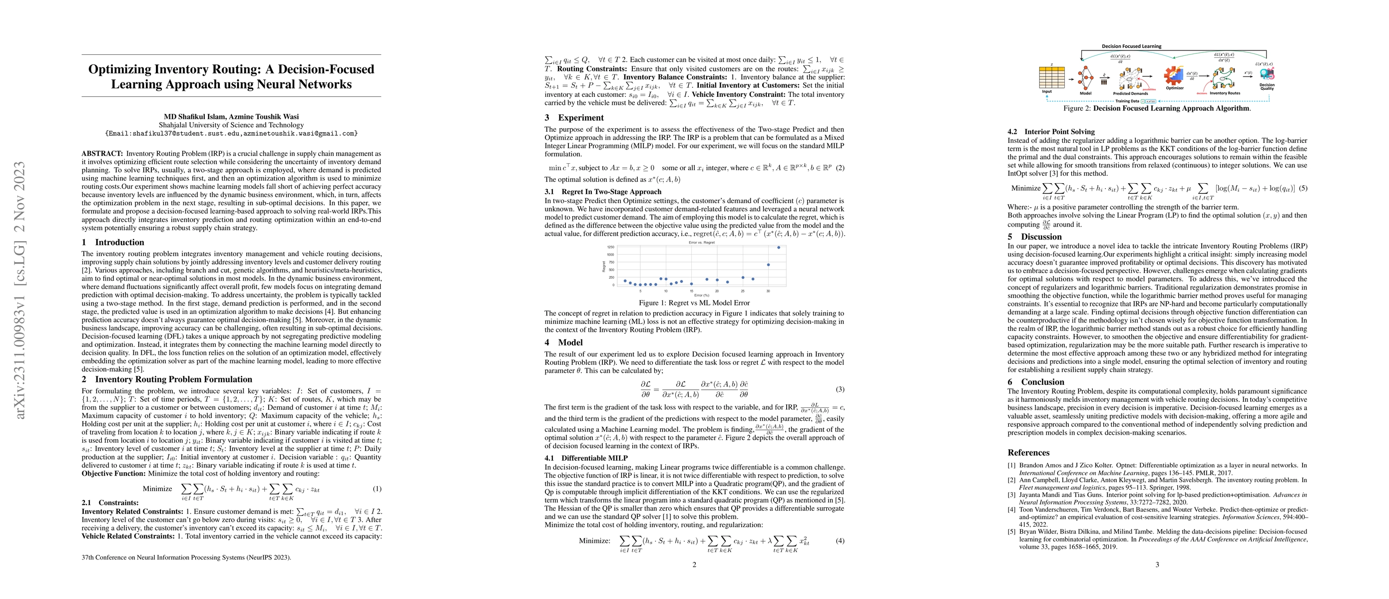 Thumbnail for Optimizing Inventory Routing: A Decision-Focused Learning Approach using
  Neural Networks