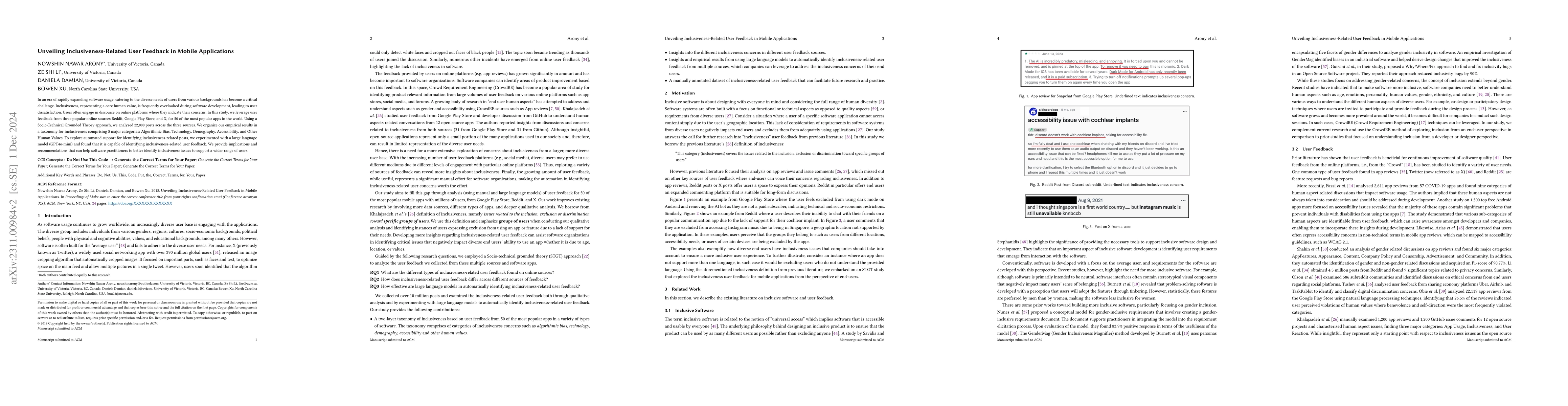Thumbnail for Inclusiveness Matters: A Large-Scale Analysis of User Feedback