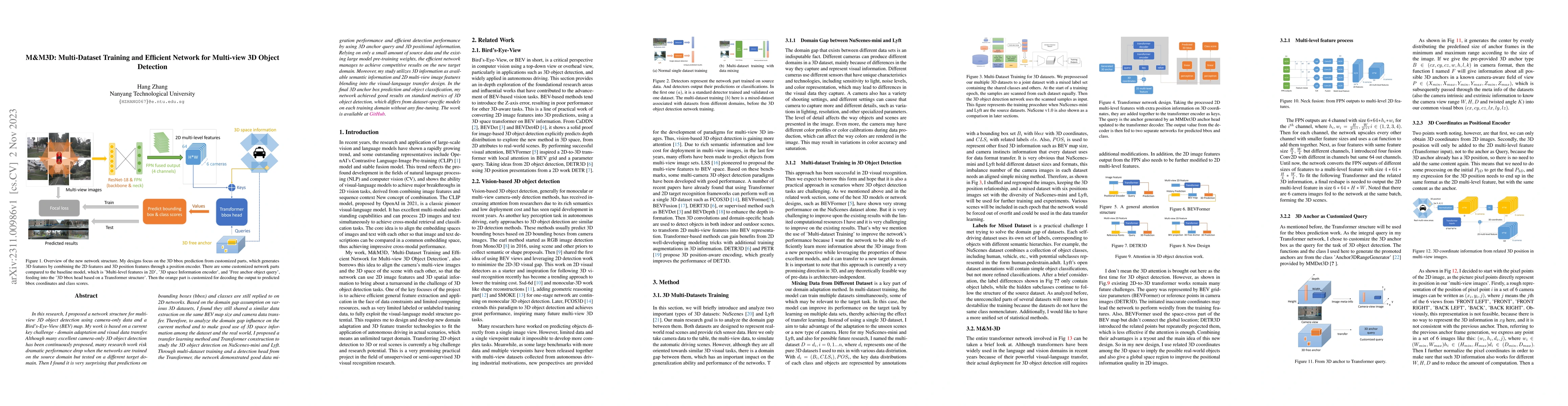 Thumbnail for M&M3D: Multi-Dataset Training and Efficient Network for Multi-view 3D
  Object Detection