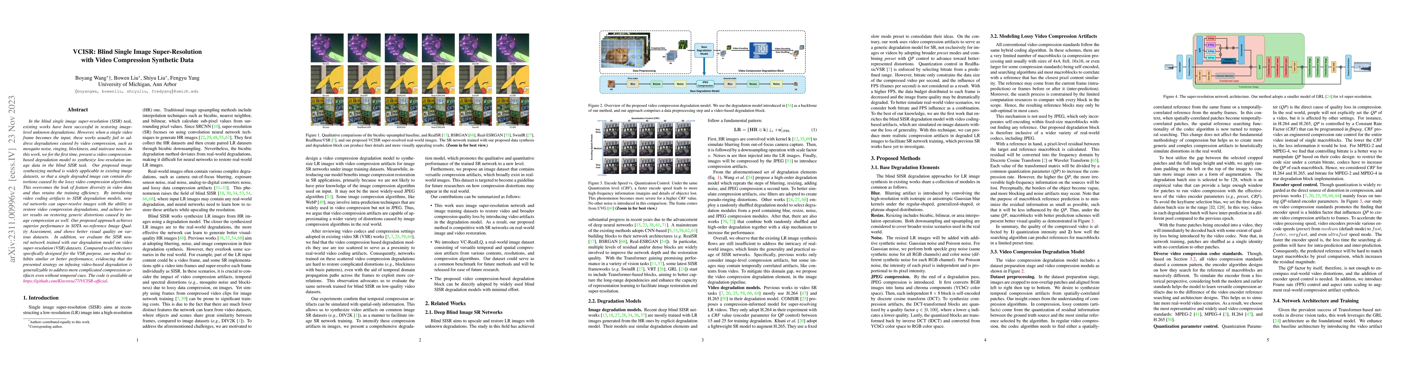 Thumbnail for VCISR: Blind Single Image Super-Resolution with Video Compression
  Synthetic Data