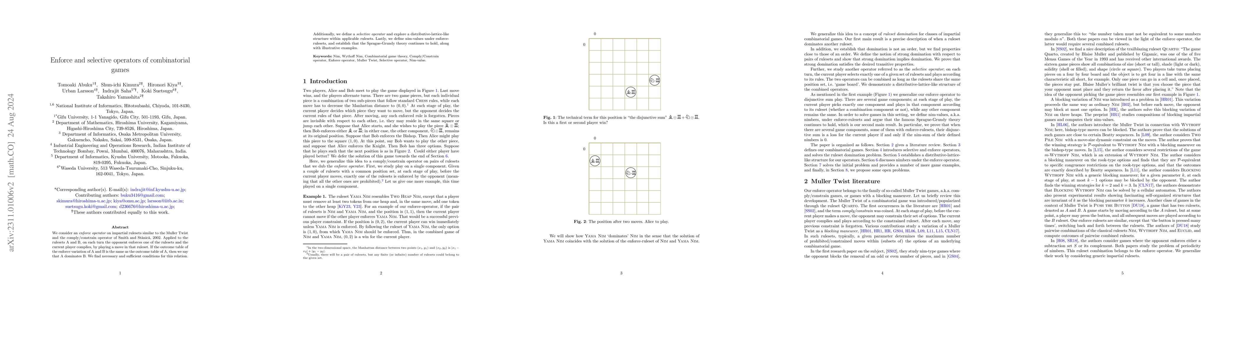 Thumbnail for Enforce and selective operators of combinatorial games