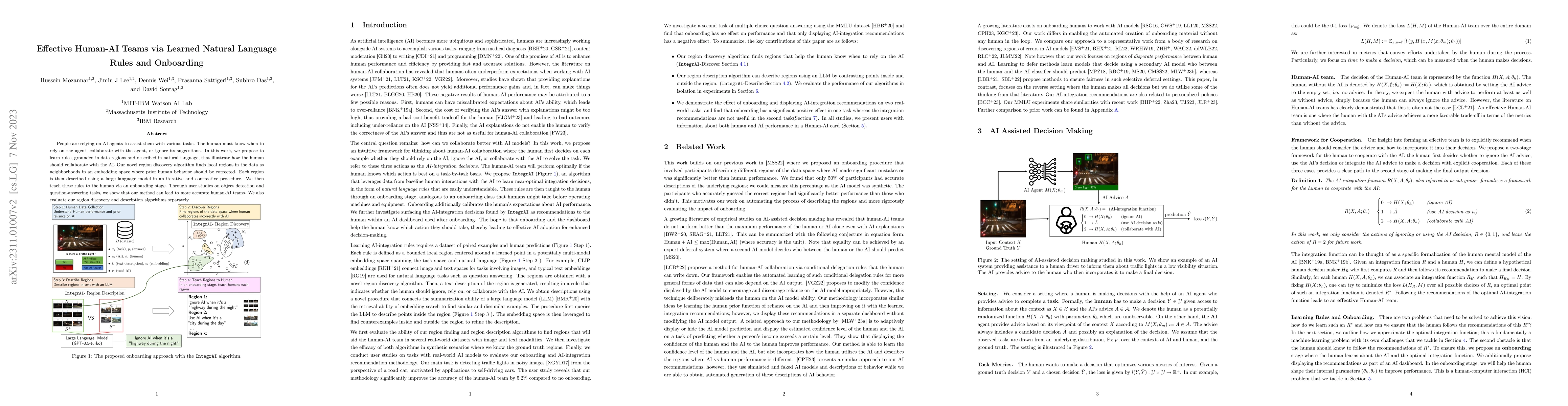 Thumbnail for Effective Human-AI Teams via Learned Natural Language Rules and
  Onboarding