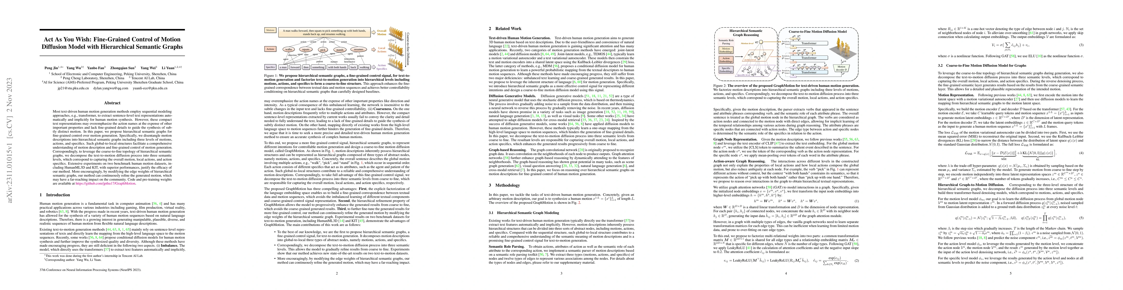 Thumbnail for Act As You Wish: Fine-Grained Control of Motion Diffusion Model with
  Hierarchical Semantic Graphs