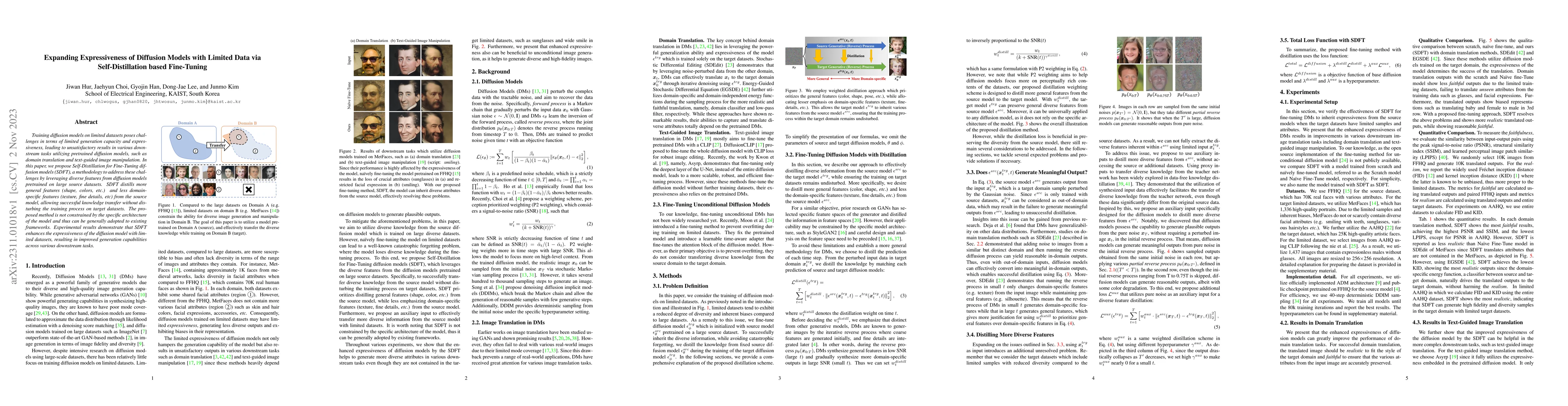 Thumbnail for Expanding Expressiveness of Diffusion Models with Limited Data via
  Self-Distillation based Fine-Tuning