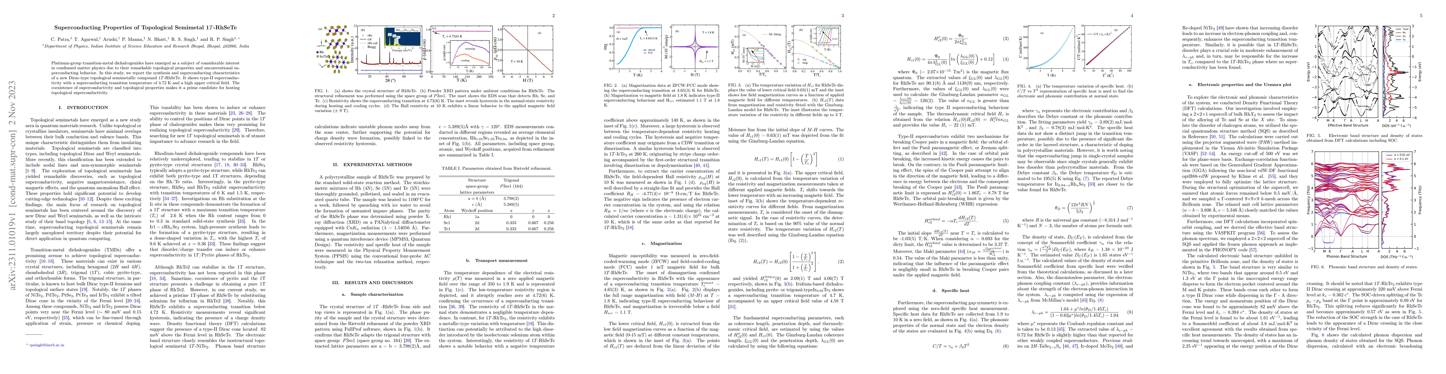 Thumbnail for Superconducting Properties of Topological Semimetal 1$T$-RhSeTe