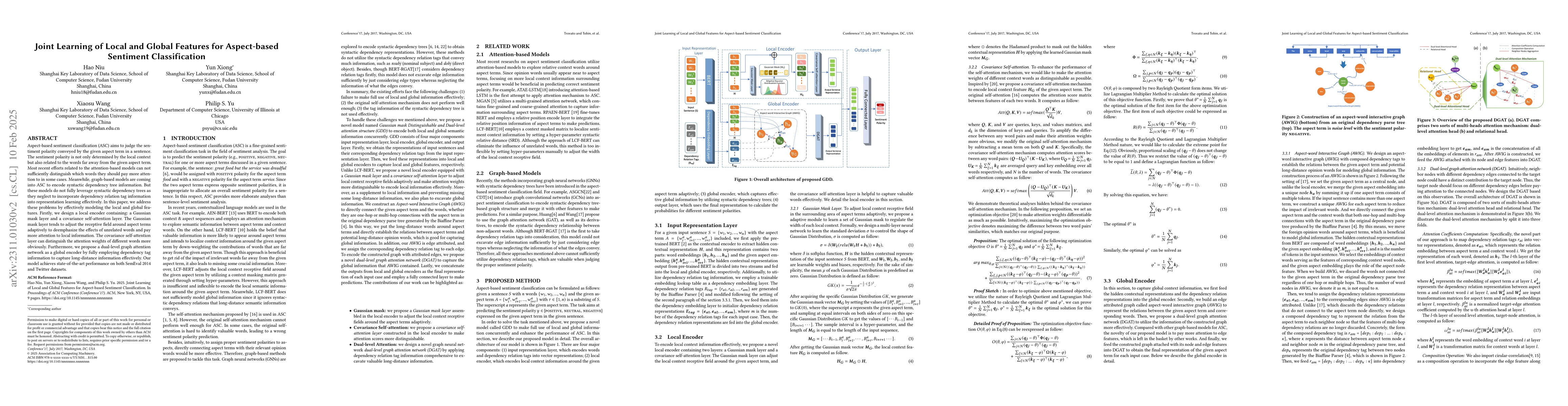 Thumbnail for Joint Learning of Local and Global Features for Aspect-based Sentiment
  Classification