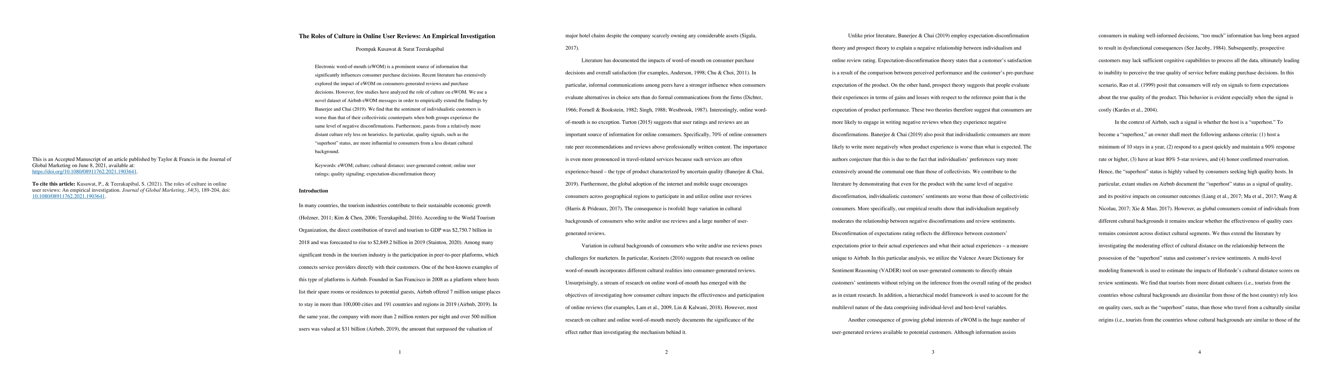 Thumbnail for The Roles of Culture in Online User Reviews: An Empirical Investigation