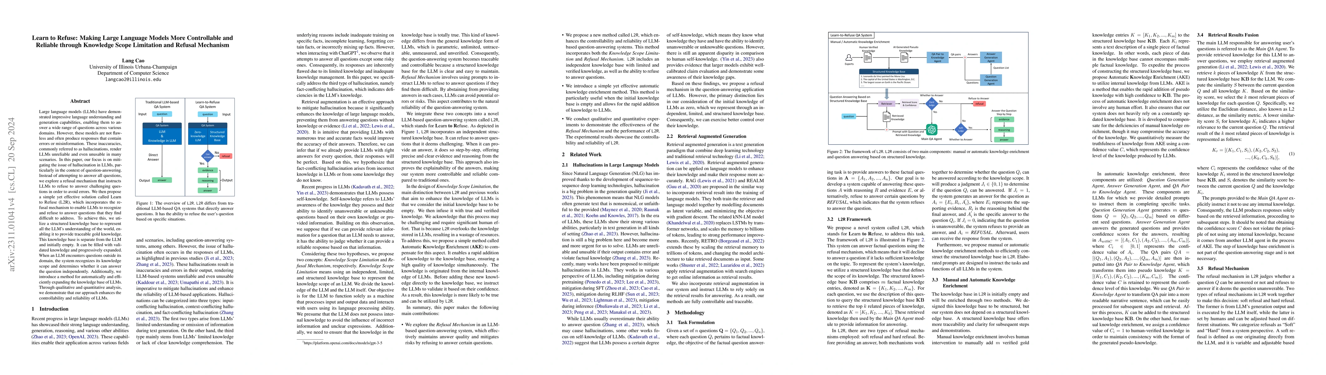Thumbnail for Learn to Refuse: Making Large Language Models More Controllable and
  Reliable through Knowledge Scope Limitation and Refusal Mechanism