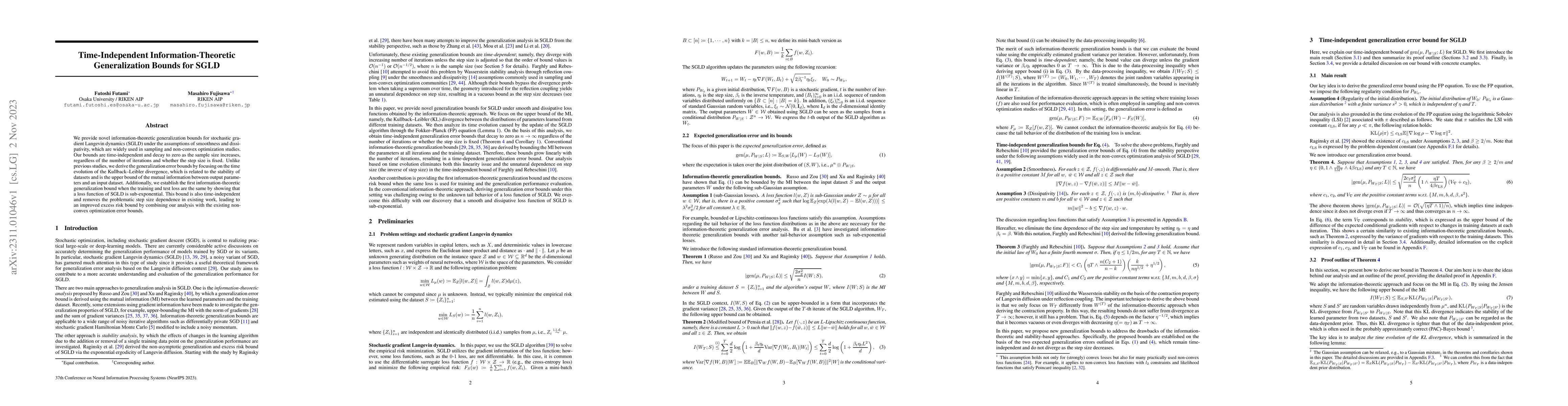 Thumbnail for Time-Independent Information-Theoretic Generalization Bounds for SGLD