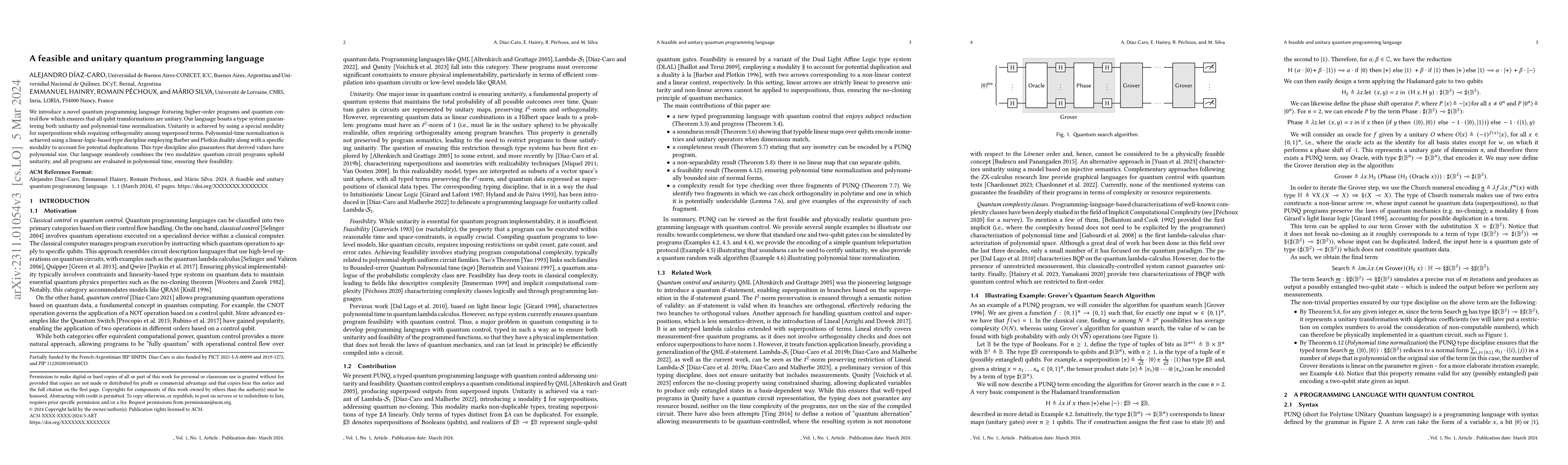 Thumbnail for A feasible and unitary quantum programming language
