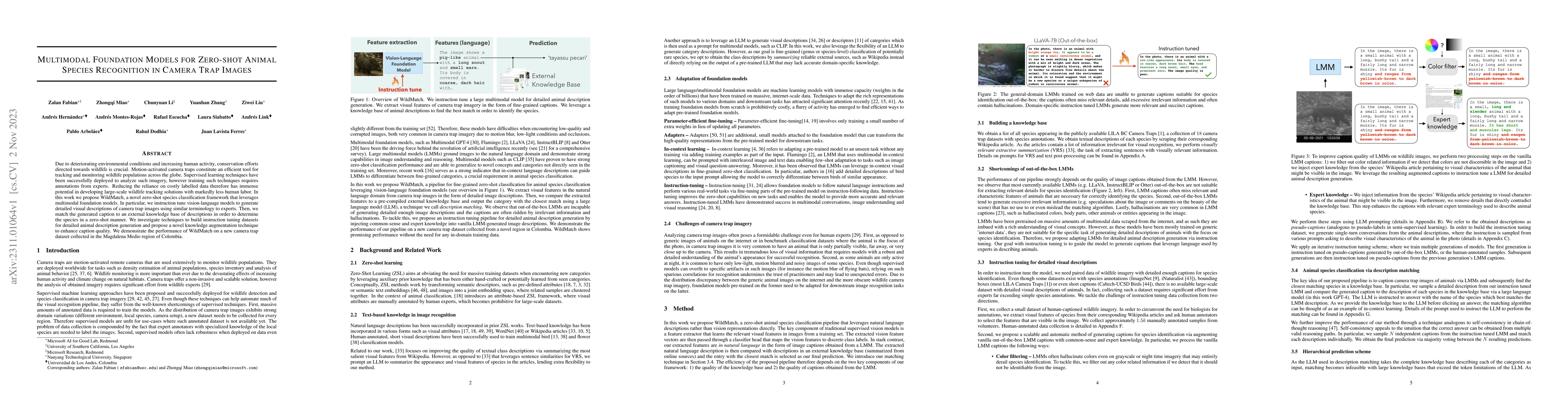 Thumbnail for Multimodal Foundation Models for Zero-shot Animal Species Recognition in
  Camera Trap Images
