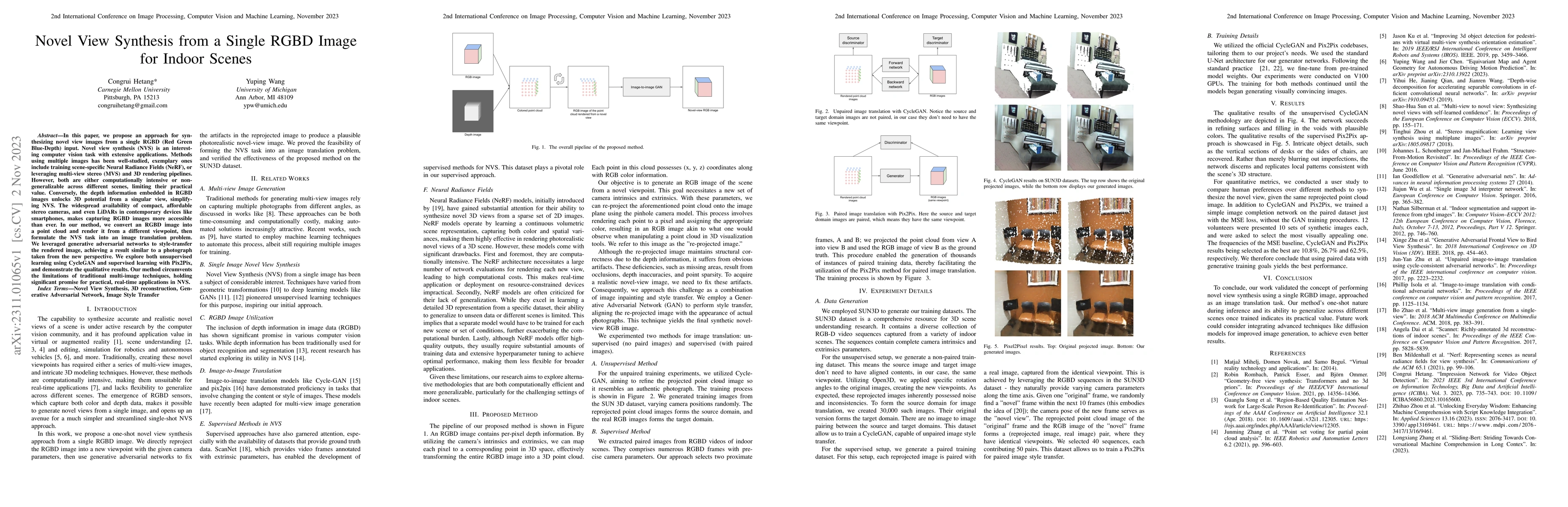 Thumbnail for Novel View Synthesis from a Single RGBD Image for Indoor Scenes