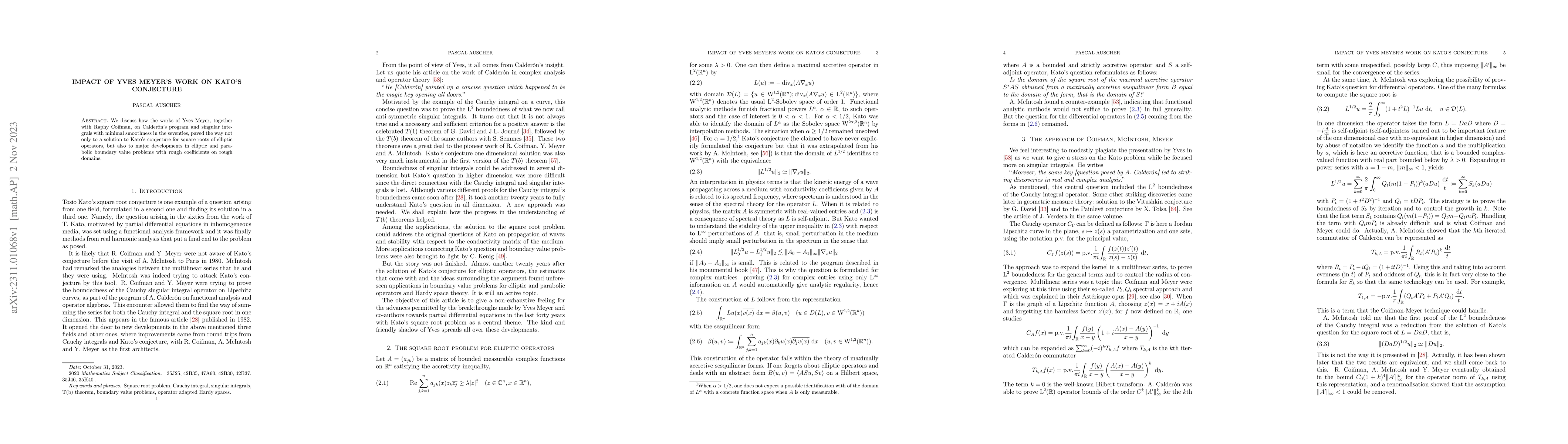 Thumbnail for Impact of Yves Meyer's work on Kato's conjecture