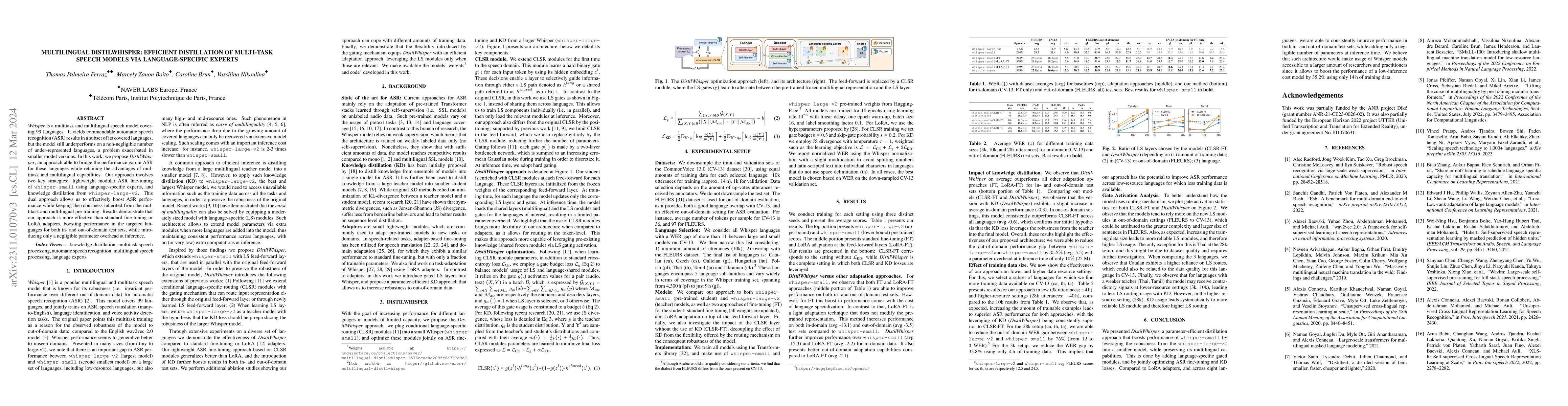 Thumbnail for Multilingual DistilWhisper: Efficient Distillation of Multi-task Speech
  Models via Language-Specific Experts