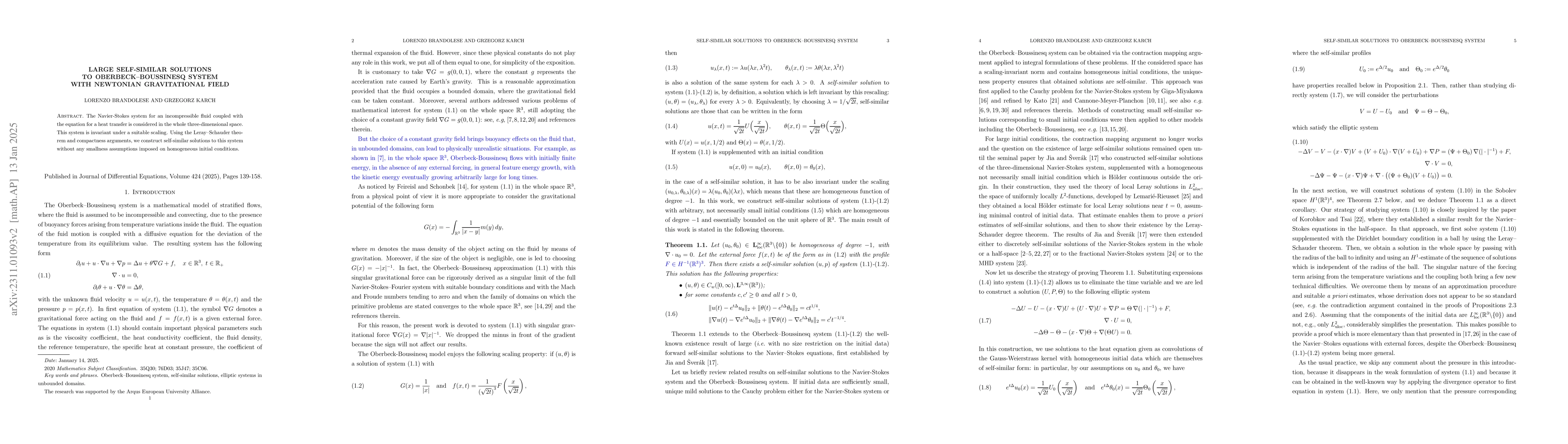 Thumbnail for Large self-similar solutions to Oberbeck-Boussinesq system with
  newtonian gravitational field