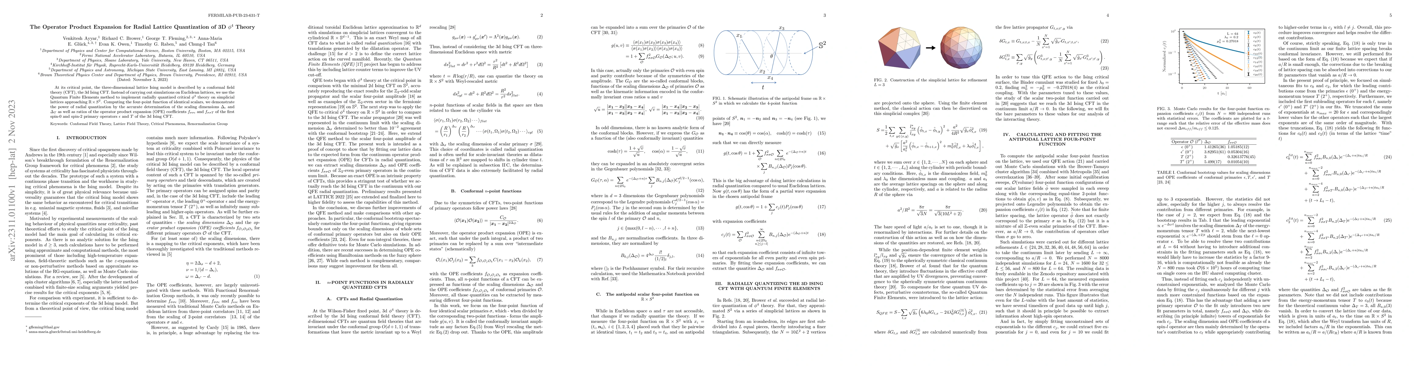 Thumbnail for The Operator Product Expansion for Radial Lattice Quantization of 3D
  $\phi^4$ Theory