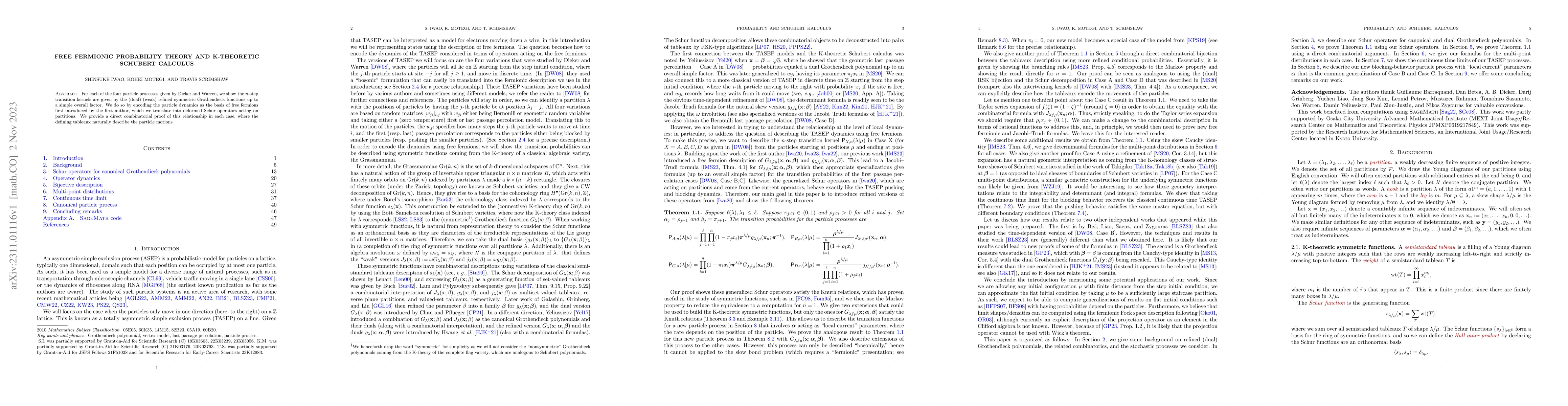 Thumbnail for Free fermionic probability theory and K-theoretic Schubert calculus