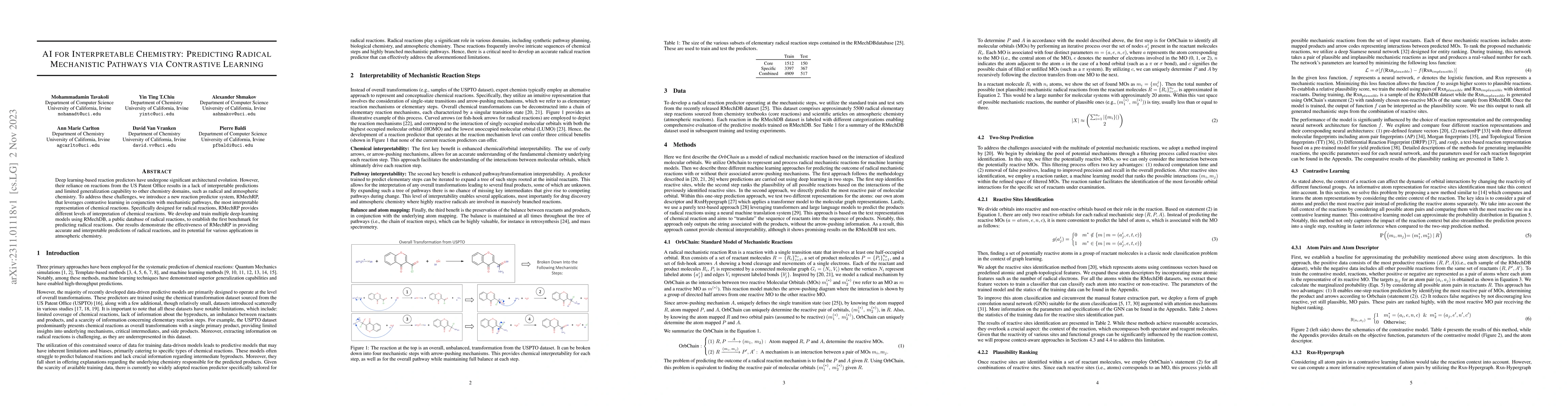 Thumbnail for AI for Interpretable Chemistry: Predicting Radical Mechanistic Pathways
  via Contrastive Learning