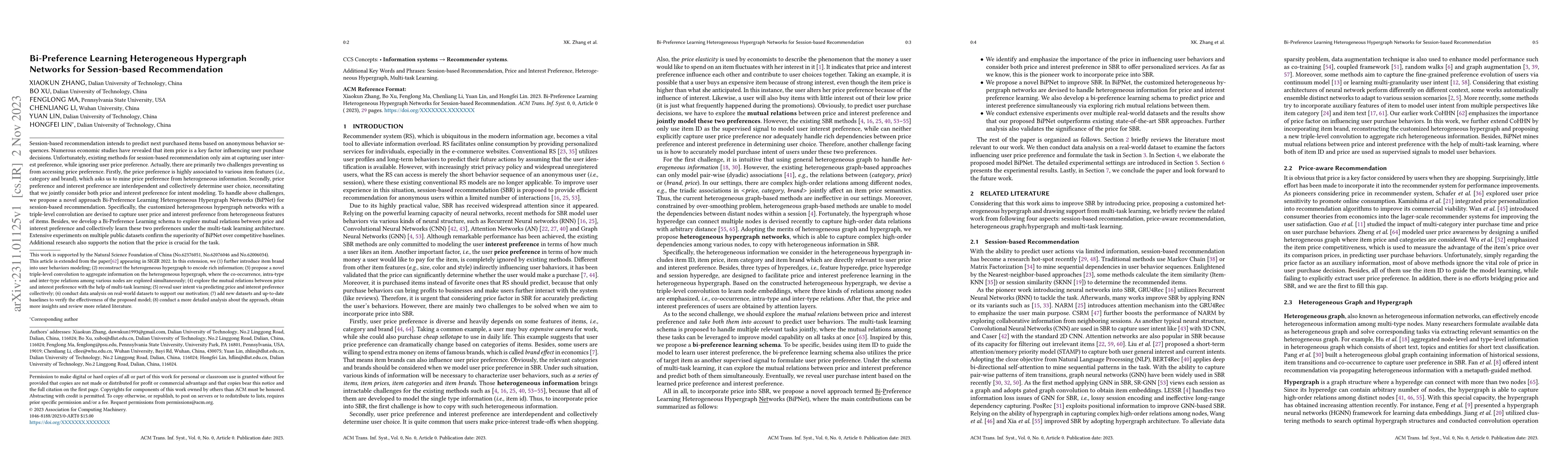 Thumbnail for Bi-Preference Learning Heterogeneous Hypergraph Networks for
  Session-based Recommendation