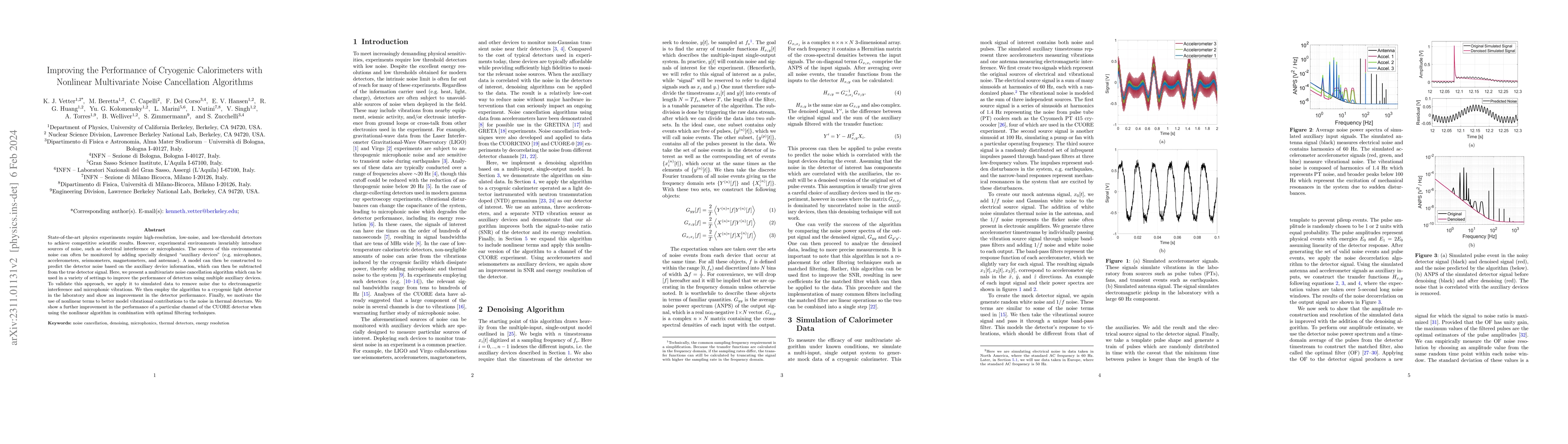 Thumbnail for Improving the Performance of Cryogenic Calorimeters with Nonlinear
  Multivariate Noise Cancellation Algorithms