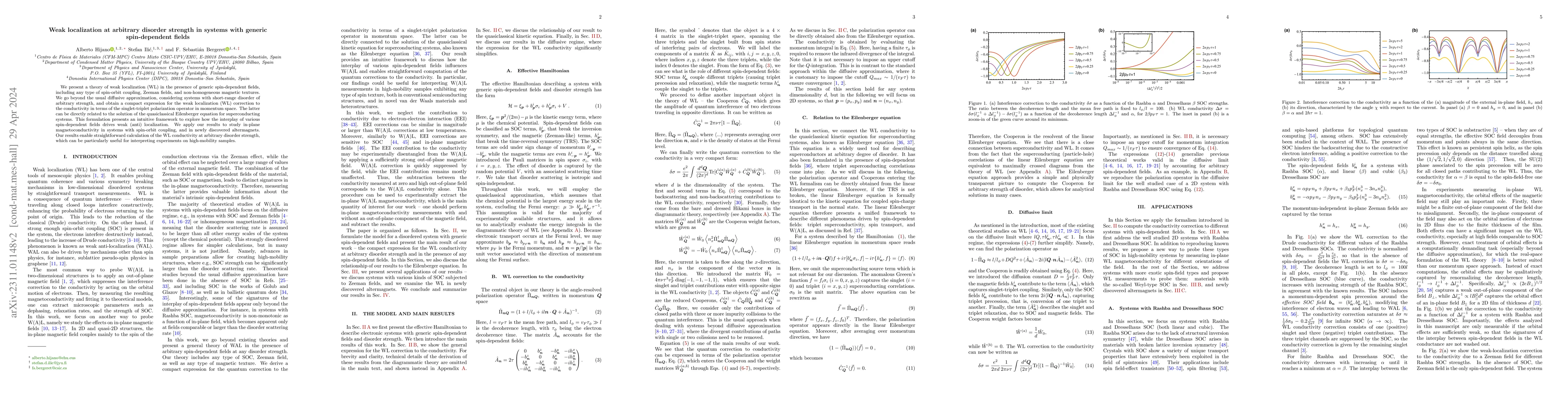 Thumbnail for Weak localization at arbitrary disorder strength in systems with generic
  spin-dependent fields