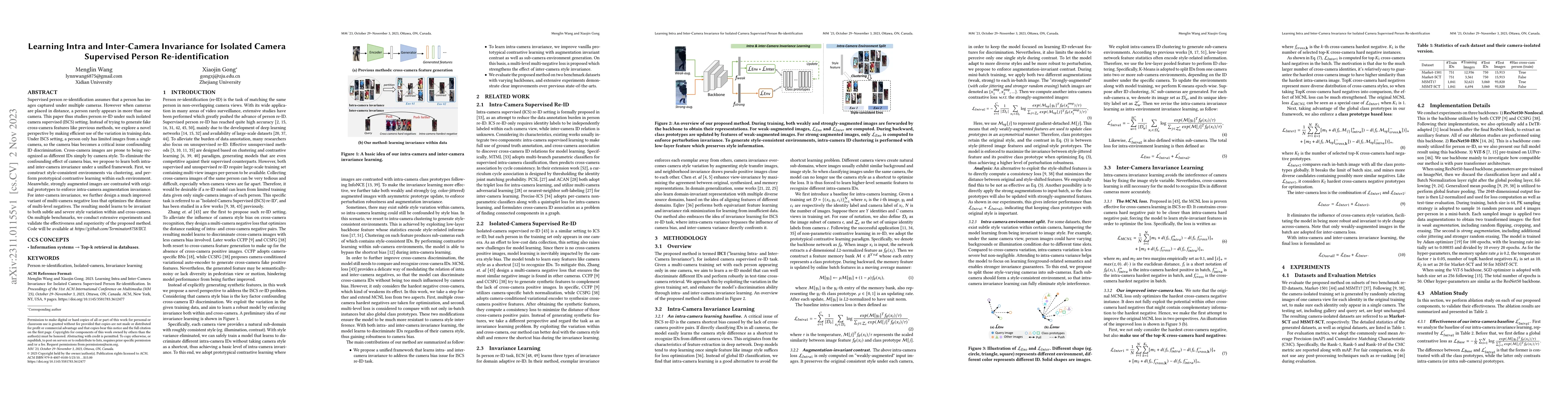 Thumbnail for Learning Intra and Inter-Camera Invariance for Isolated Camera
  Supervised Person Re-identification