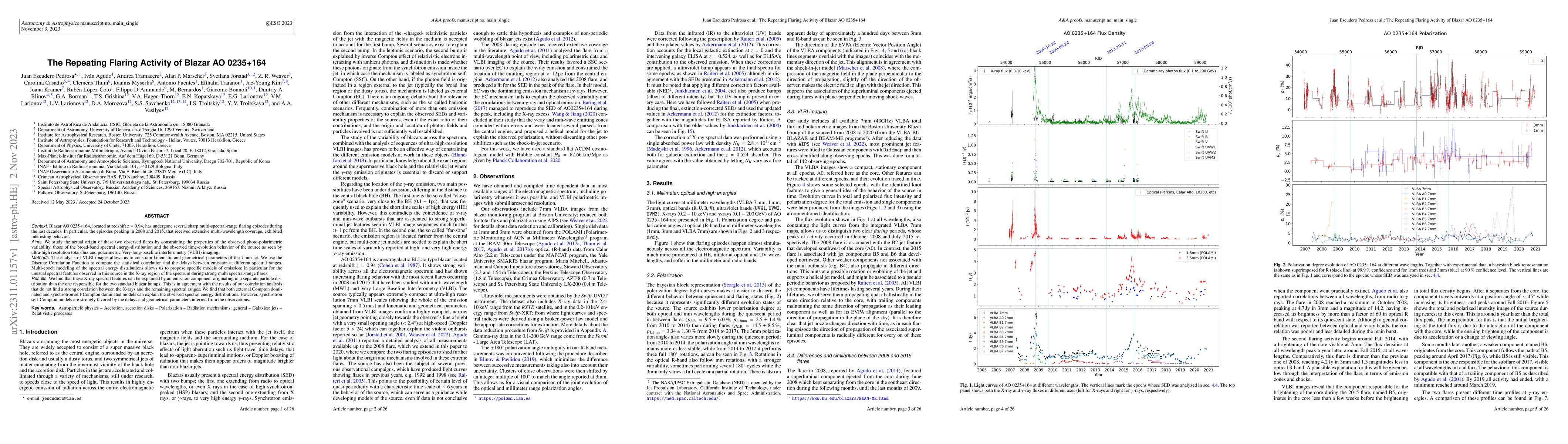 Thumbnail for The Repeating Flaring Activity of Blazar AO 0235+164