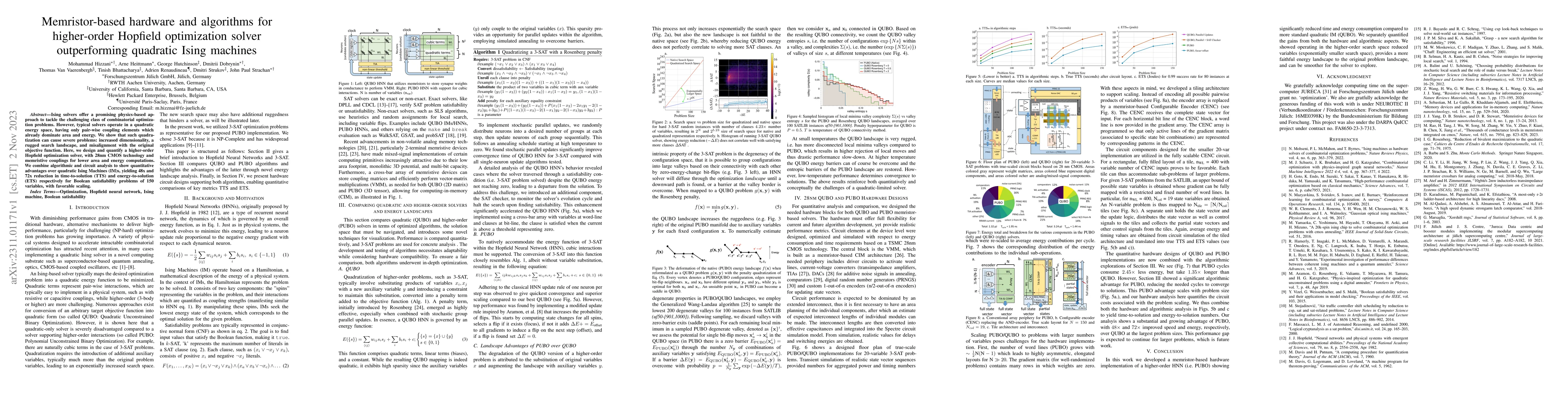 Thumbnail for Memristor-based hardware and algorithms for higher-order Hopfield
  optimization solver outperforming quadratic Ising machines