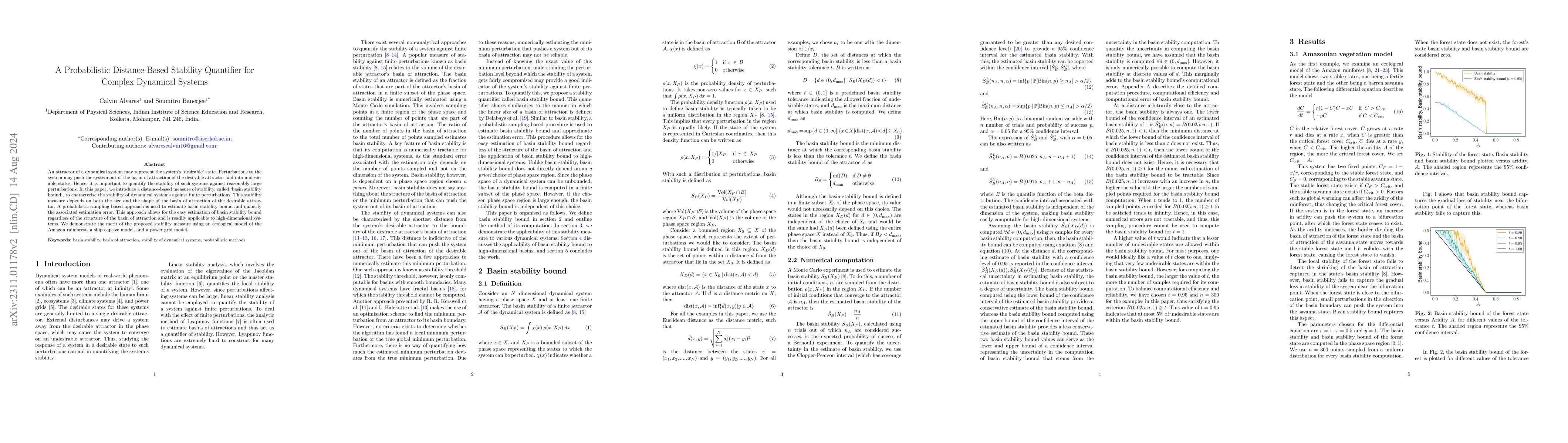 Thumbnail for A Probabilistic Distance-Based Stability Quantifier for Complex
  Dynamical Systems