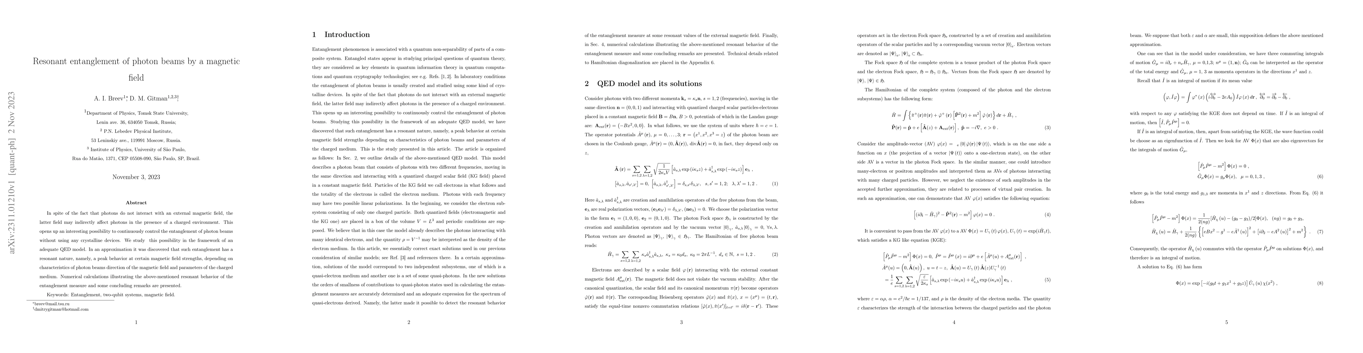 Thumbnail for Resonant entanglement of photon beams by a magnetic field