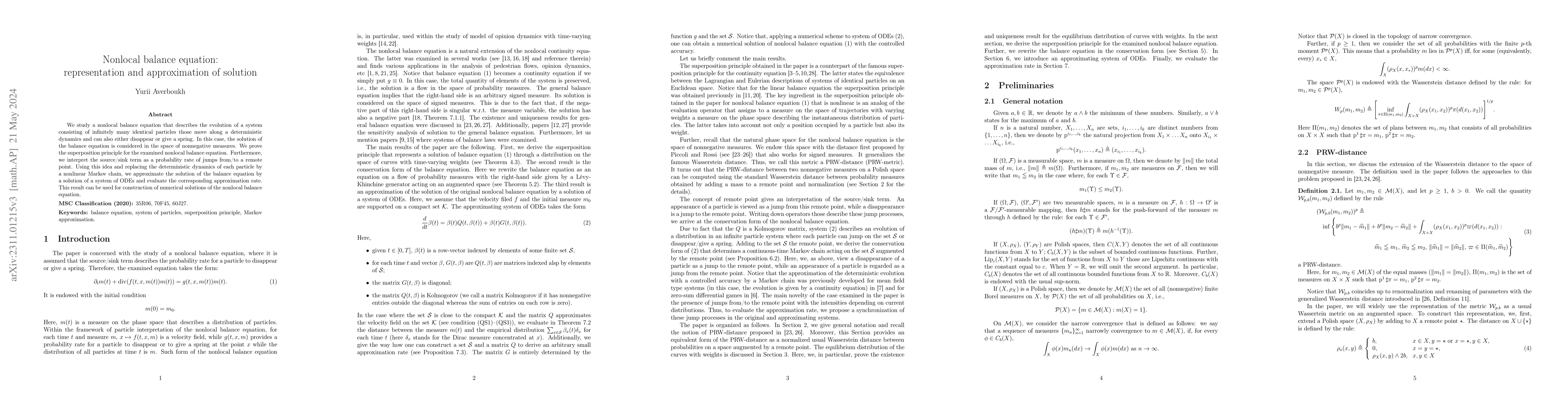 Thumbnail for Nonlocal balance equation: representation and approximation of solution