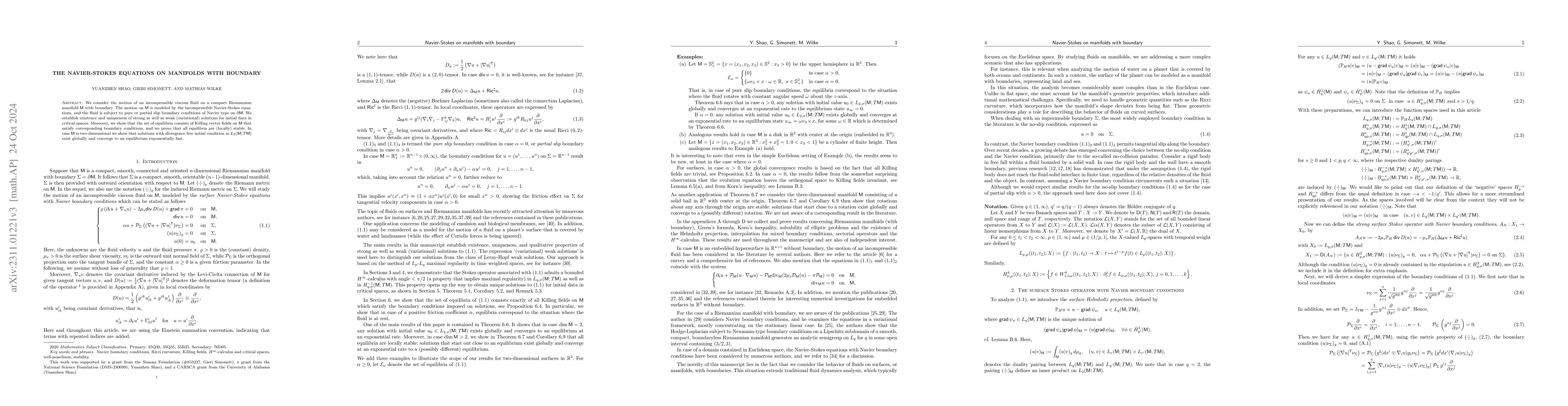 Thumbnail for The Navier-Stokes equations on manifolds with boundary
