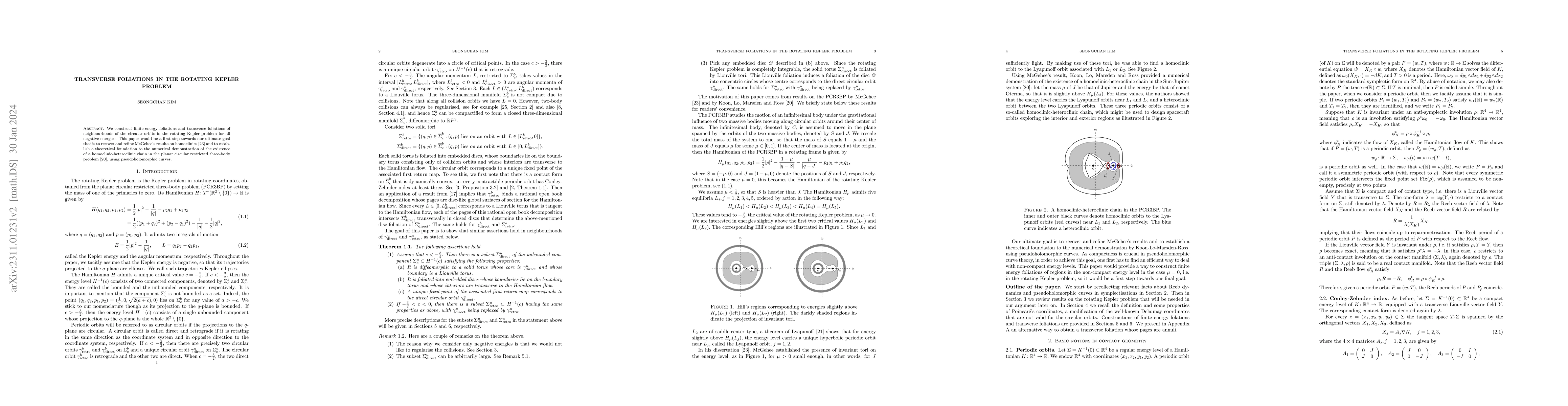 Thumbnail for Transverse foliations in the rotating Kepler problem