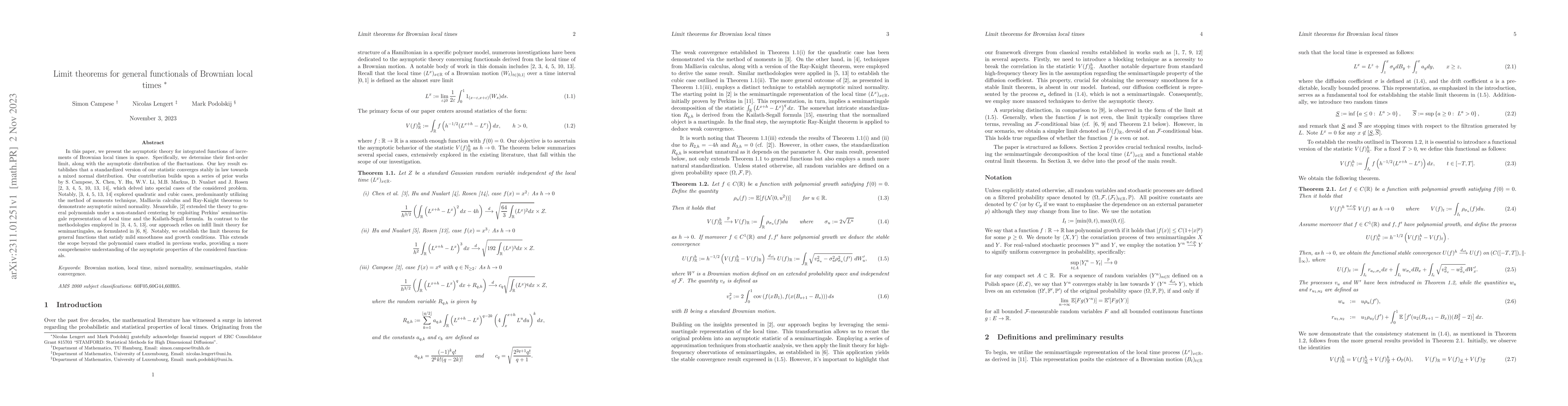 Thumbnail for Limit theorems for general functionals of Brownian local times