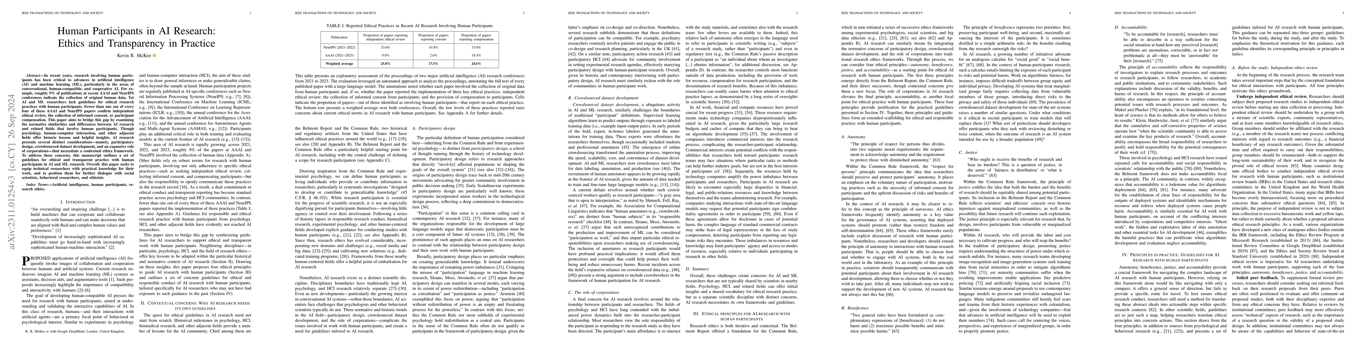 Thumbnail for Human participants in AI research: Ethics and transparency in practice