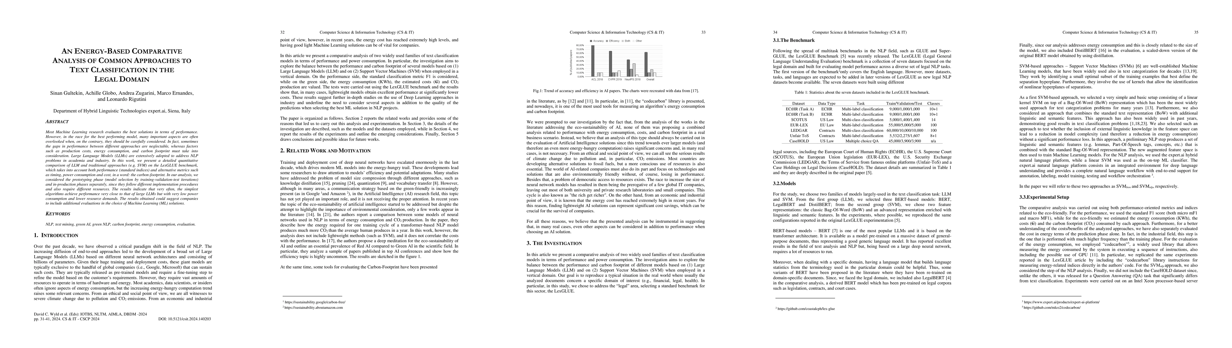 Thumbnail for An energy-based comparative analysis of common approaches to text
  classification in the Legal domain